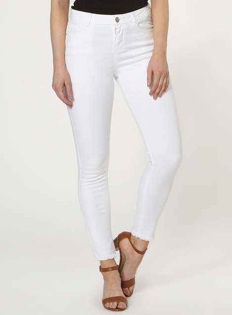White raw hem 'Darcy' Ankle Grazer Authentic Skinny Jeans
